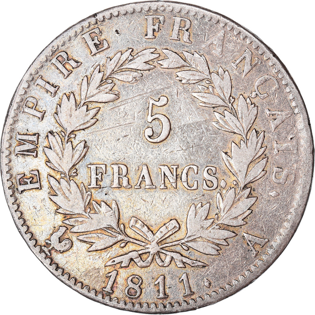 Coin, France, Napoléon I, 5 Francs, 1811, Paris, VF(30-35), Silver, KM:694.1