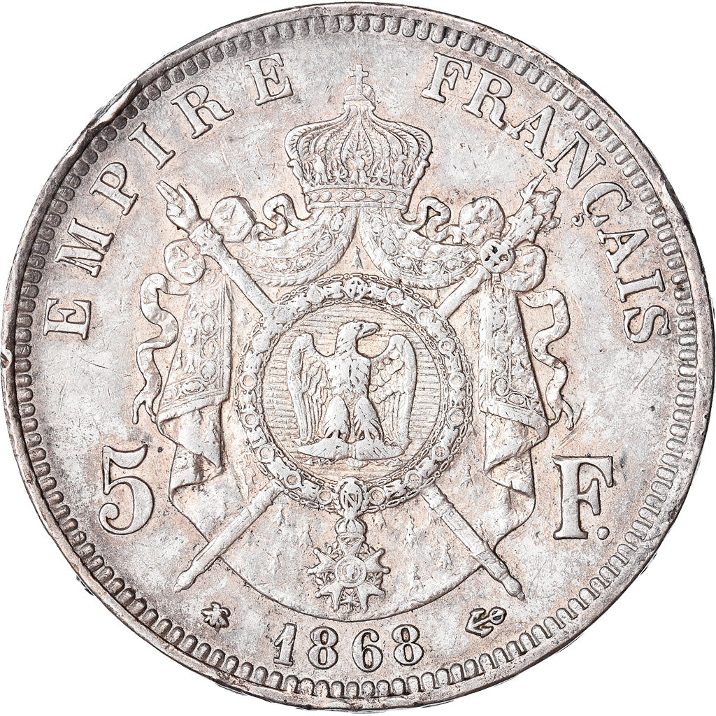 Coin, France, Napoleon III, 5 Francs, 1868, Paris, EF(40-45), Silver, KM:799.1