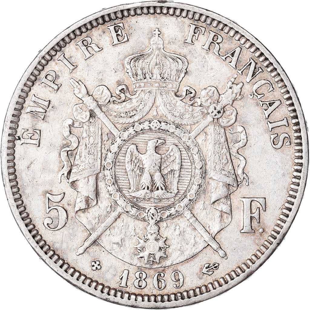 Monnaie, France, Napoléon III, 5 Francs, 1869, Strasbourg, TTB, Argent