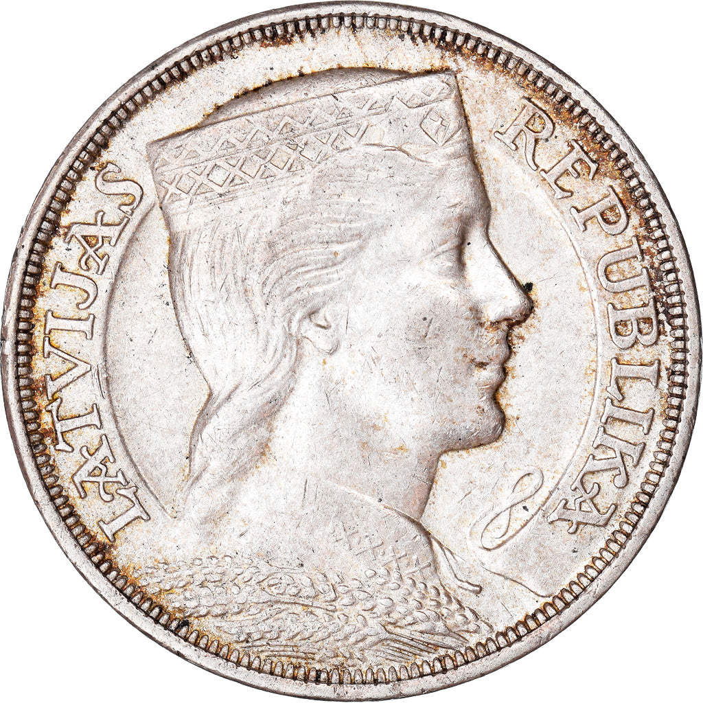 Coin, Latvia, 5 Lati, 1932, AU(50-53), Silver, KM:9