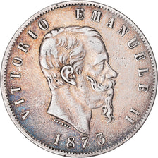 Münze, Italien, Vittorio Emanuele II, 5 Lire, 1873, Milan, S+, Silber, KM:8.3