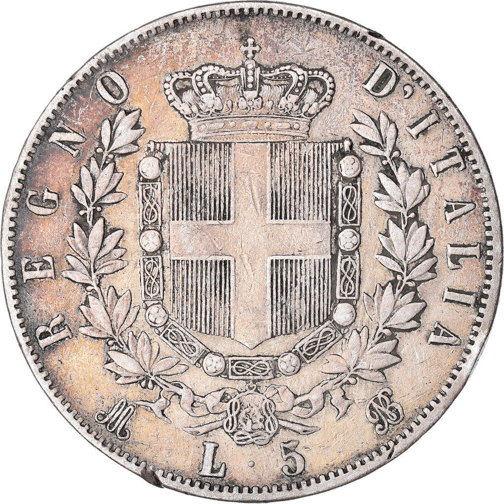 Münze, Italien, Vittorio Emanuele II, 5 Lire, 1873, Milan, S+, Silber, KM:8.3