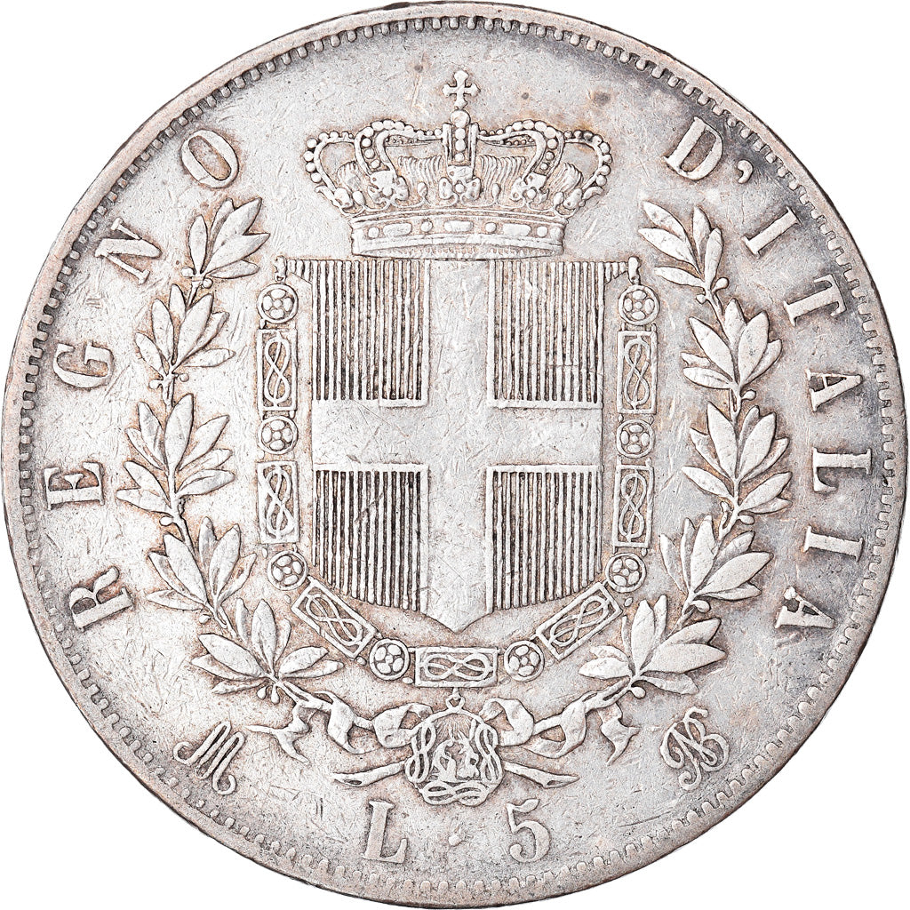 Coin, Italy, Vittorio Emanuele II, 5 Lire, 1875, Milan, VF(30-35), Silver
