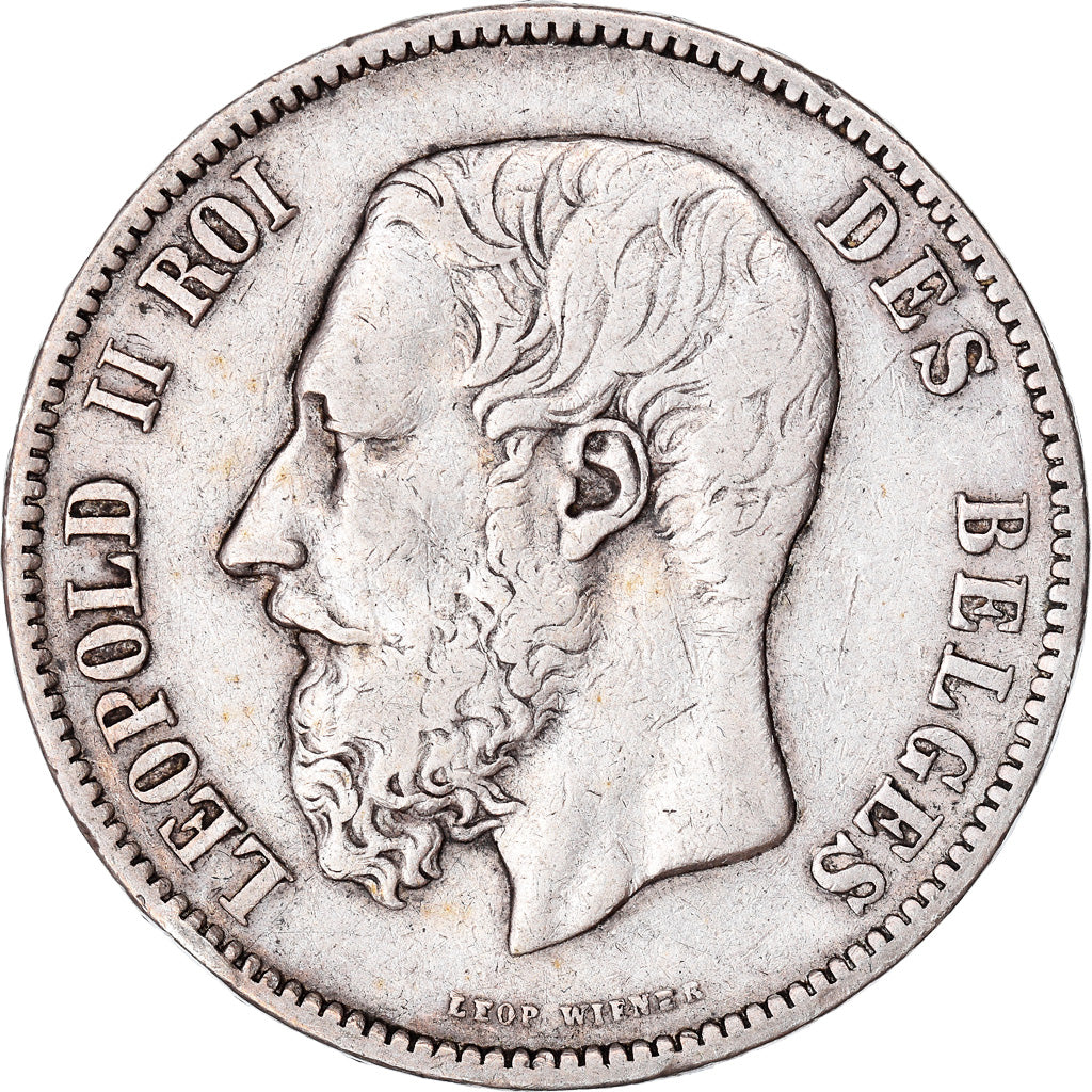 Moneta, Belgio, Leopold II, 5 Francs, 5 Frank, 1873, MB+, Argento, KM:24
