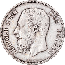 Moneta, Belgio, Leopold II, 5 Francs, 5 Frank, 1873, MB+, Argento, KM:24