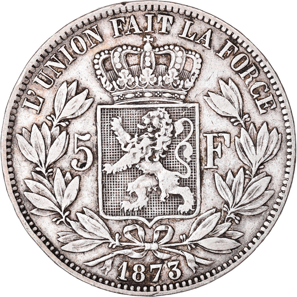 Moneta, Belgio, Leopold II, 5 Francs, 5 Frank, 1873, MB+, Argento, KM:24