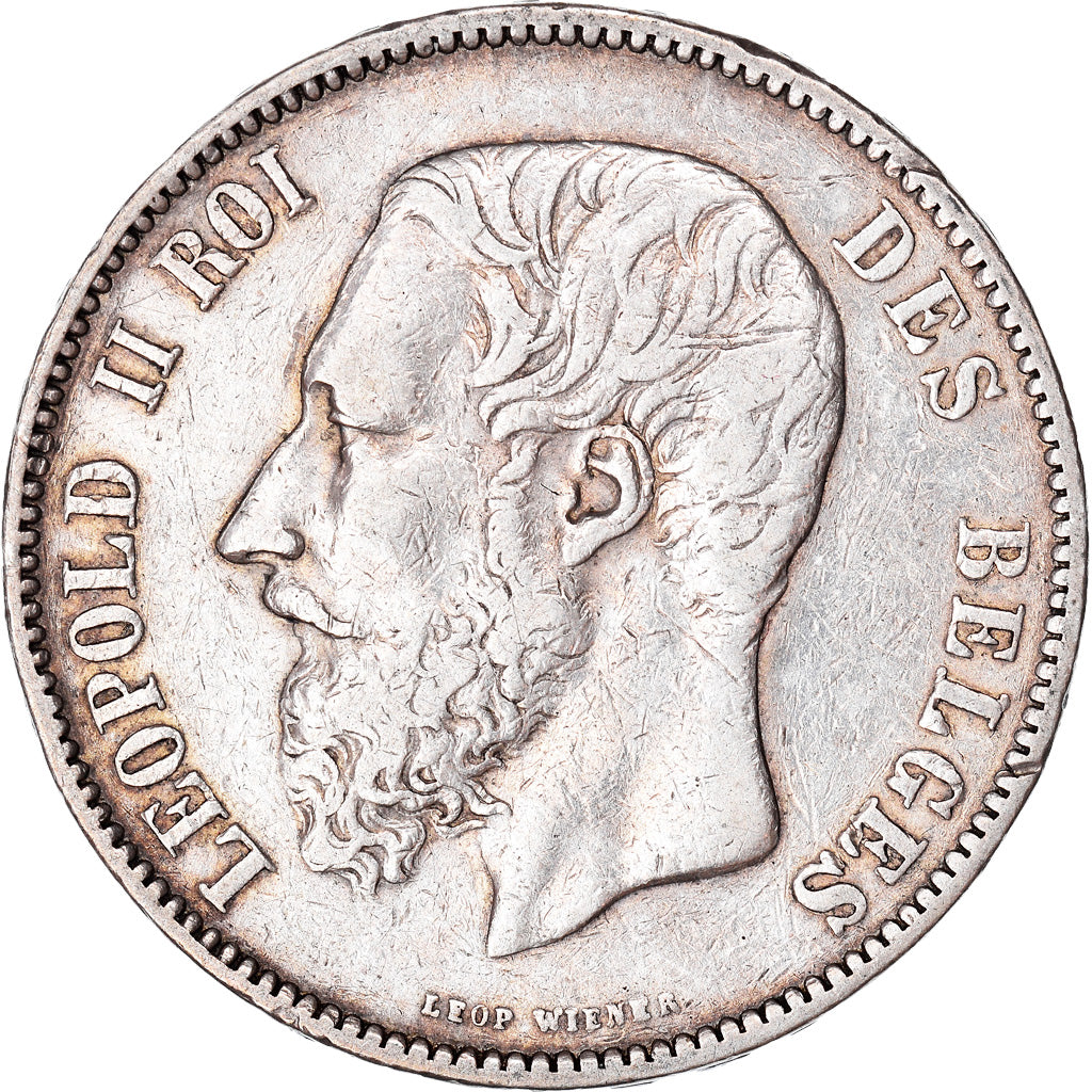 Coin, Belgium, Leopold II, 5 Francs, 5 Frank, 1873, EF(40-45), Silver, KM:24