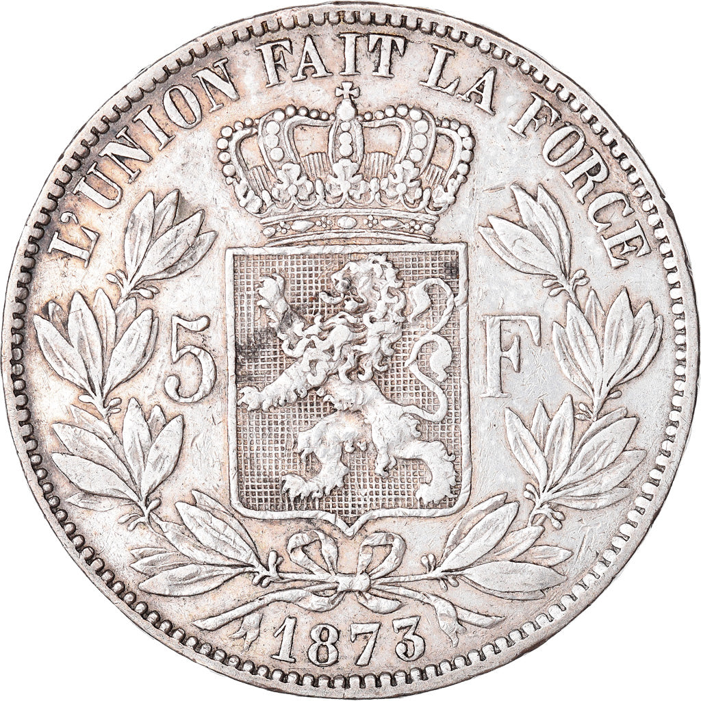 Coin, Belgium, Leopold II, 5 Francs, 5 Frank, 1873, EF(40-45), Silver, KM:24