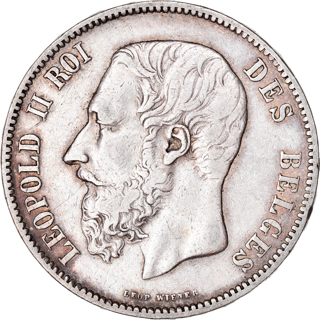 Moneta, Belgio, Leopold II, 5 Francs, 5 Frank, 1873, BB, Argento, KM:24