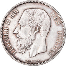 Moneta, Belgio, Leopold II, 5 Francs, 5 Frank, 1873, BB, Argento, KM:24