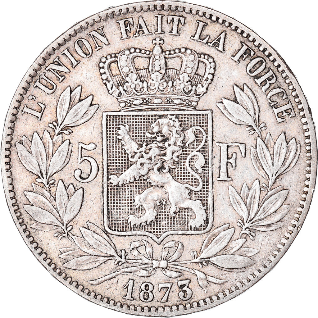 Moneta, Belgio, Leopold II, 5 Francs, 5 Frank, 1873, BB, Argento, KM:24