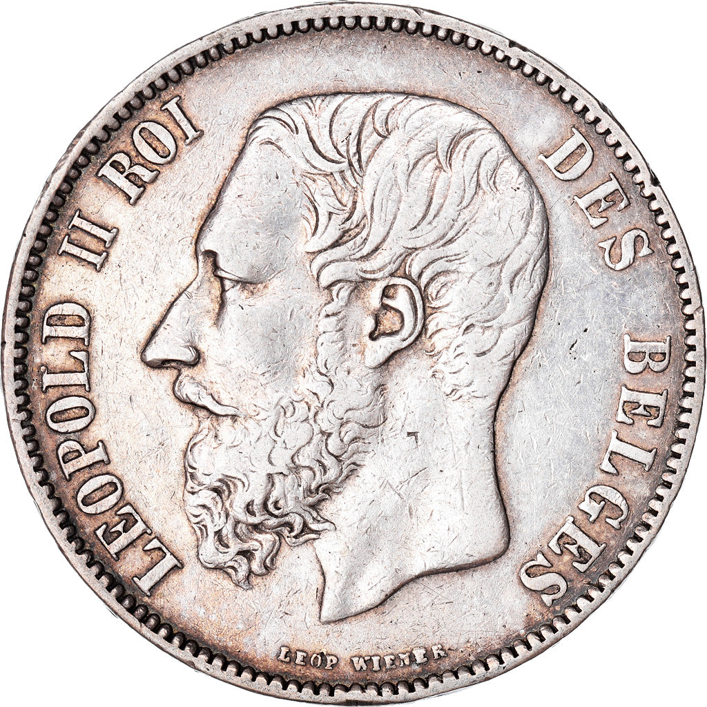 Moneta, Belgio, Leopold II, 5 Francs, 5 Frank, 1873, BB, Argento, KM:24