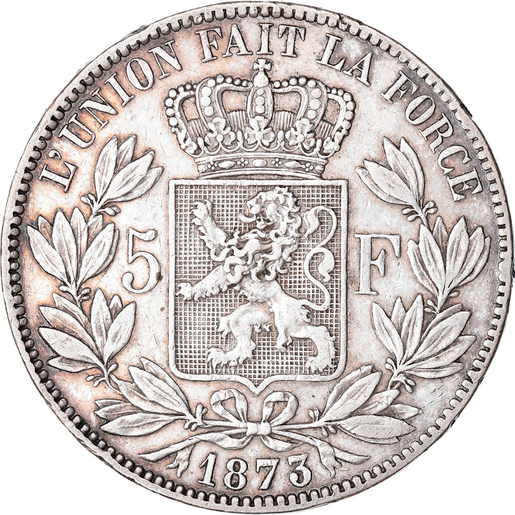 Moneta, Belgio, Leopold II, 5 Francs, 5 Frank, 1873, BB, Argento, KM:24