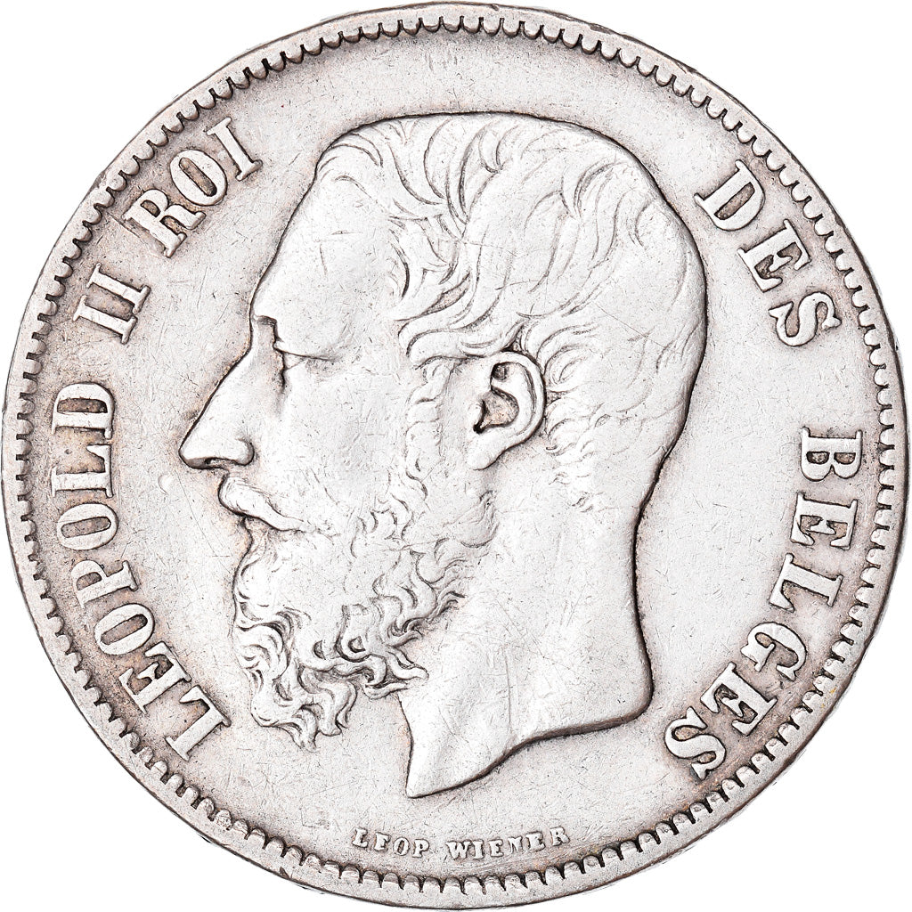 Coin, Belgium, Leopold II, 5 Francs, 5 Frank, 1870, Brussels, VF(30-35), Silver
