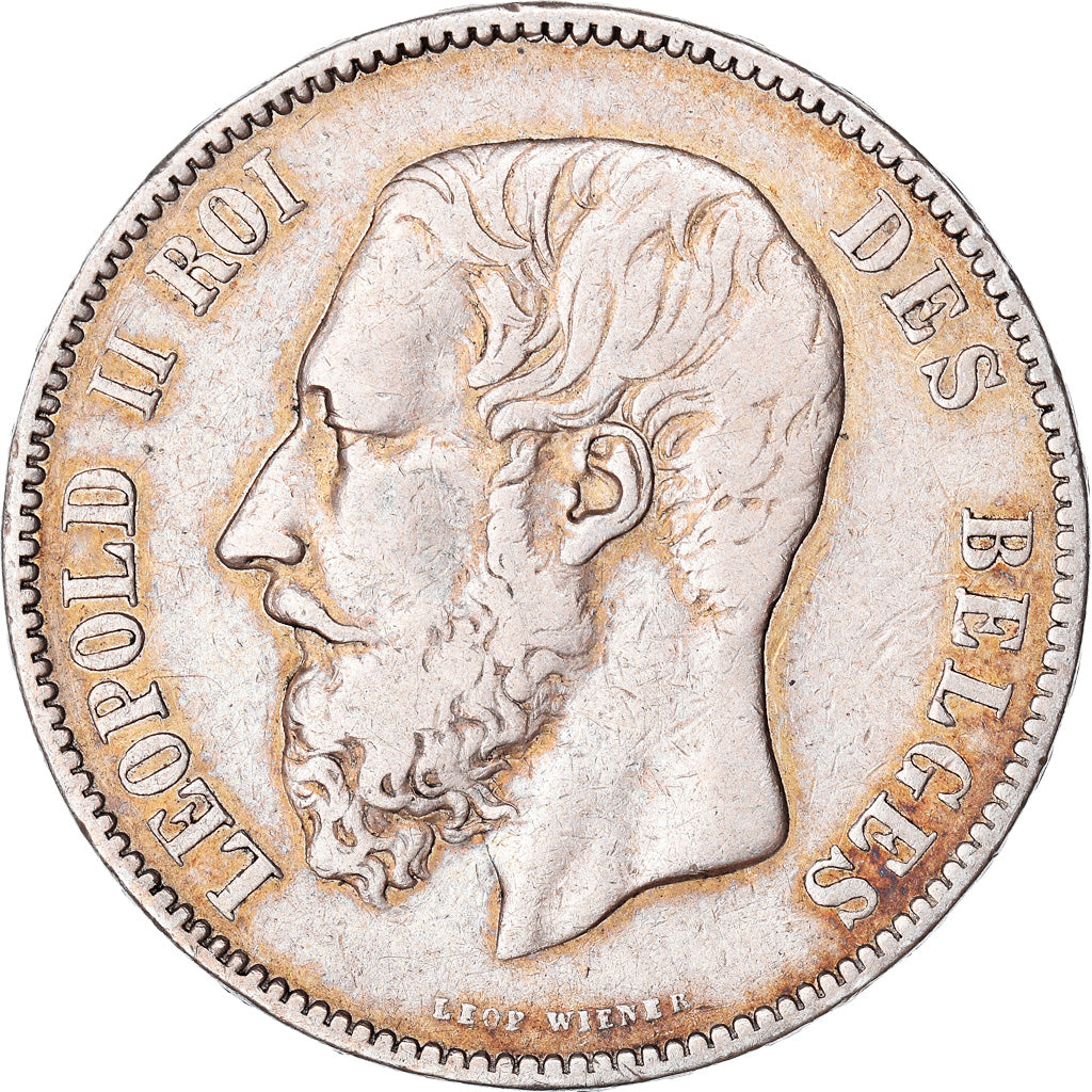 Coin, Belgium, Leopold II, 5 Francs, 5 Frank, 1875, VF(30-35), Silver, KM:24