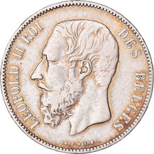 Moneta, Belgia, Leopold II, 5 Francs, 5 Frank, 1875, VF(30-35), Srebro, KM:24