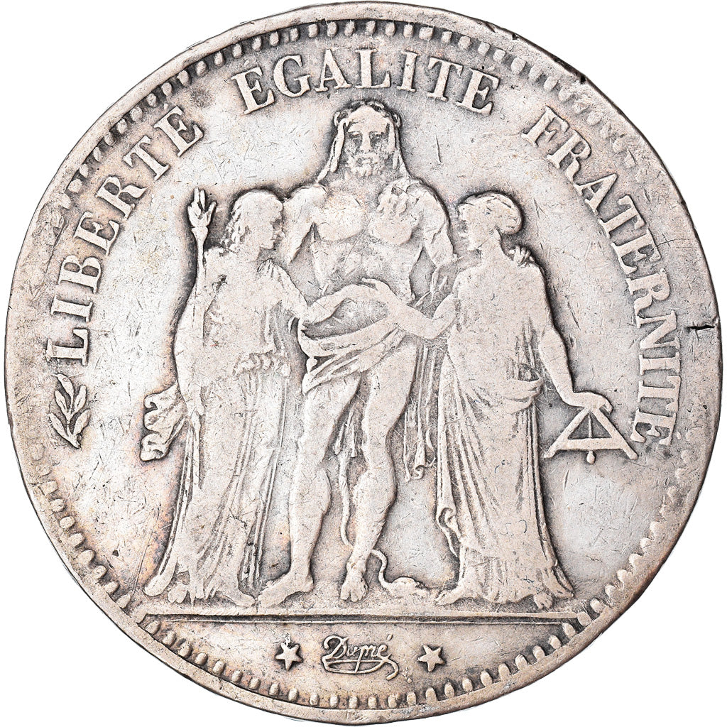 Coin, France, Hercule, 5 Francs, 1876, Paris, VF(20-25), Silver, KM:820.1