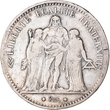 Coin, France, Hercule, 5 Francs, 1876, Paris, VF(20-25), Silver, KM:820.1