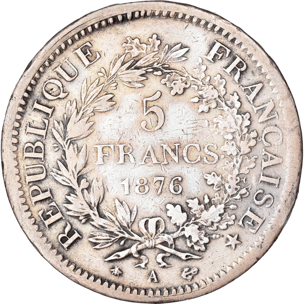 Coin, France, Hercule, 5 Francs, 1876, Paris, VF(20-25), Silver, KM:820.1