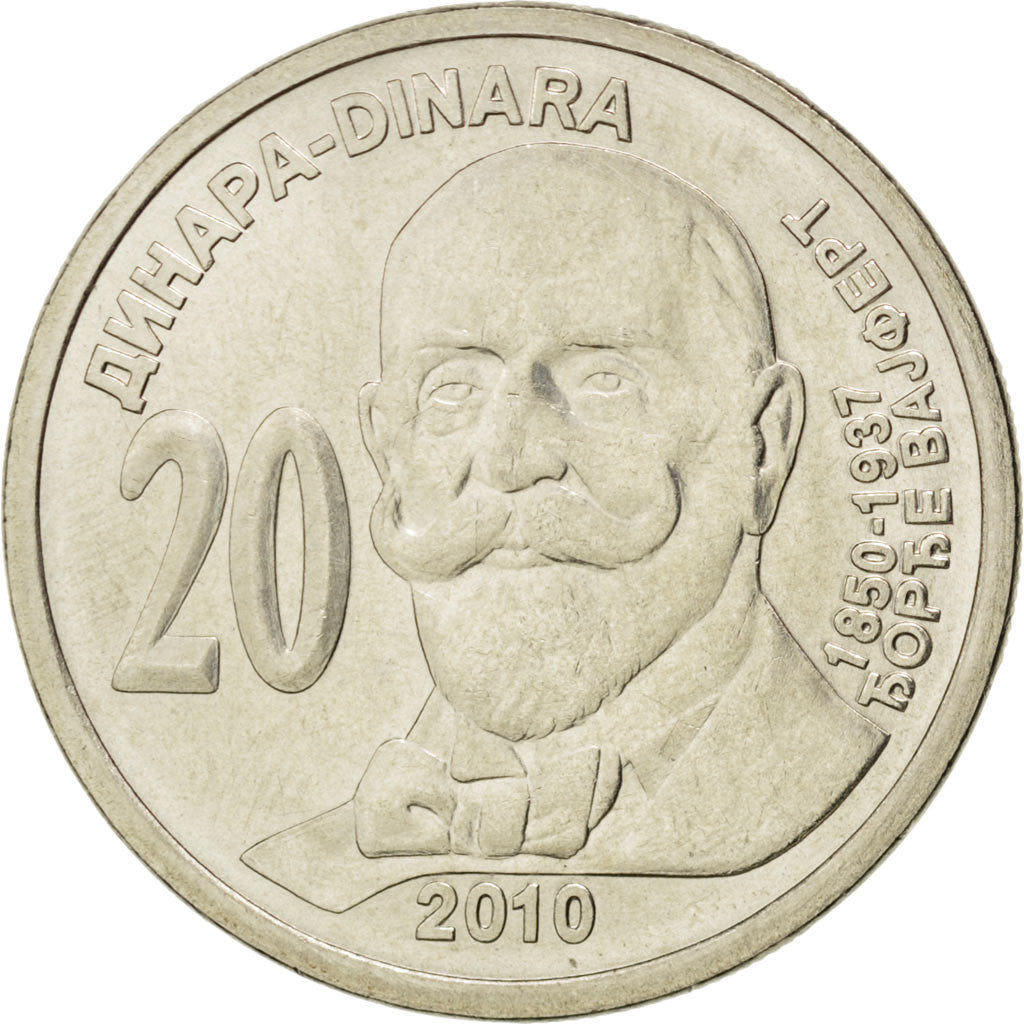 Coin, Serbia, 20 Dinara, 2010, MS(63), Copper-Nickel-Zinc, KM:New