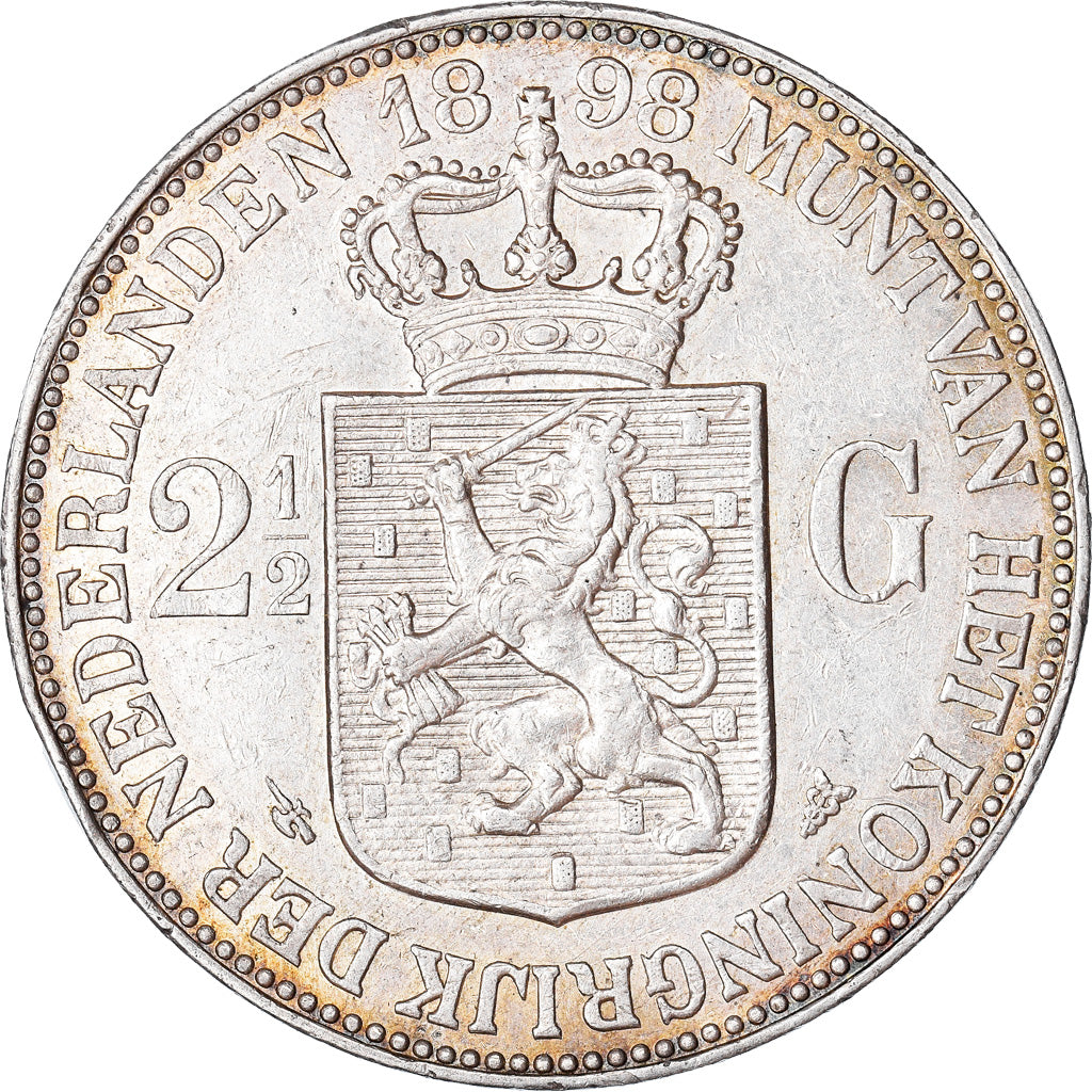 Moneda, Países Bajos, Wilhelmina I, 2-1/2 Gulden, 1898, Utrecht, MBC+, Plata