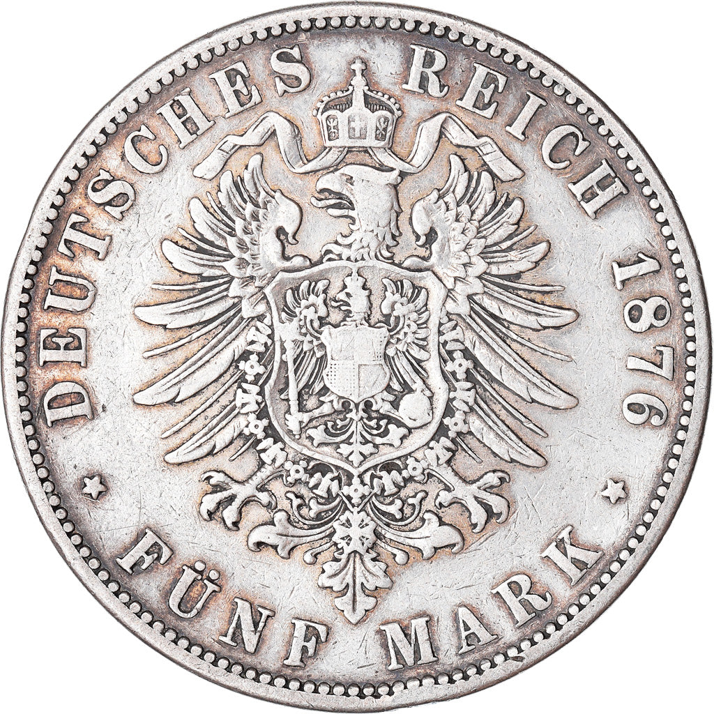 Coin, German States, PRUSSIA, Wilhelm I, 5 Mark, 1876, Berlin, VF(20-25)
