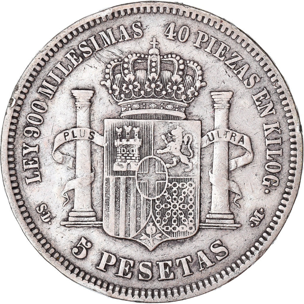 Monnaie, Espagne, Amadeao I, 5 Pesetas, 1871, Madrid, TB+, Argent, KM:666