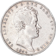 Munten, Italiaanse staten, SARDINIA, Carlo Alberto, 5 Lire, 1844, Genoa, FR+