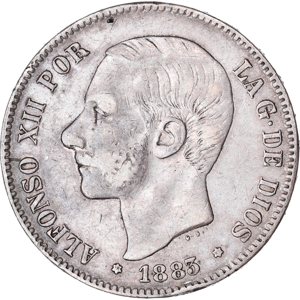 Münze, Spanien, Alfonso XII, 5 Pesetas, 1883, Madrid, SS, Silber, KM:688