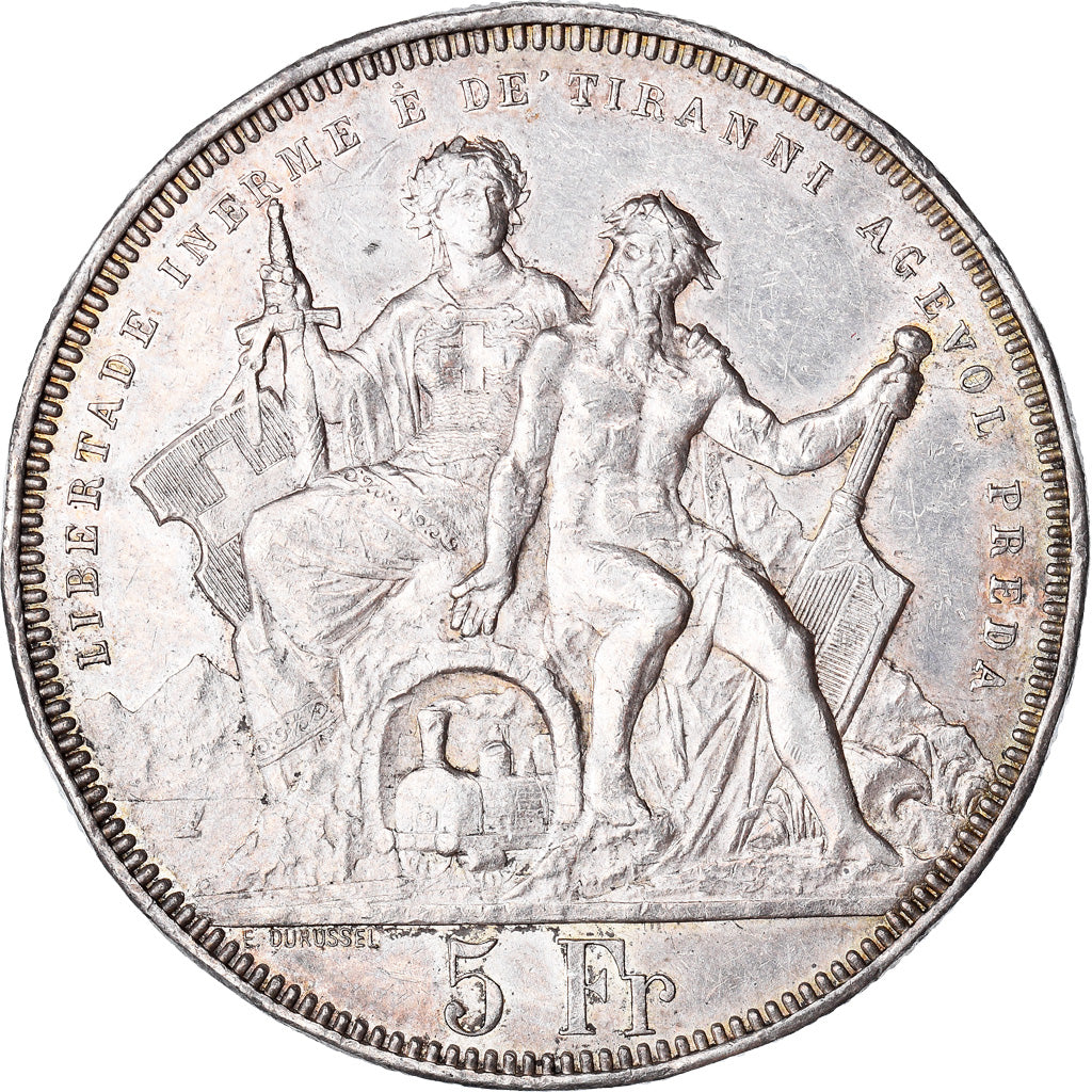 Coin, Switzerland, 5 Francs, 1883, AU(50-53), Silver, KM:S16