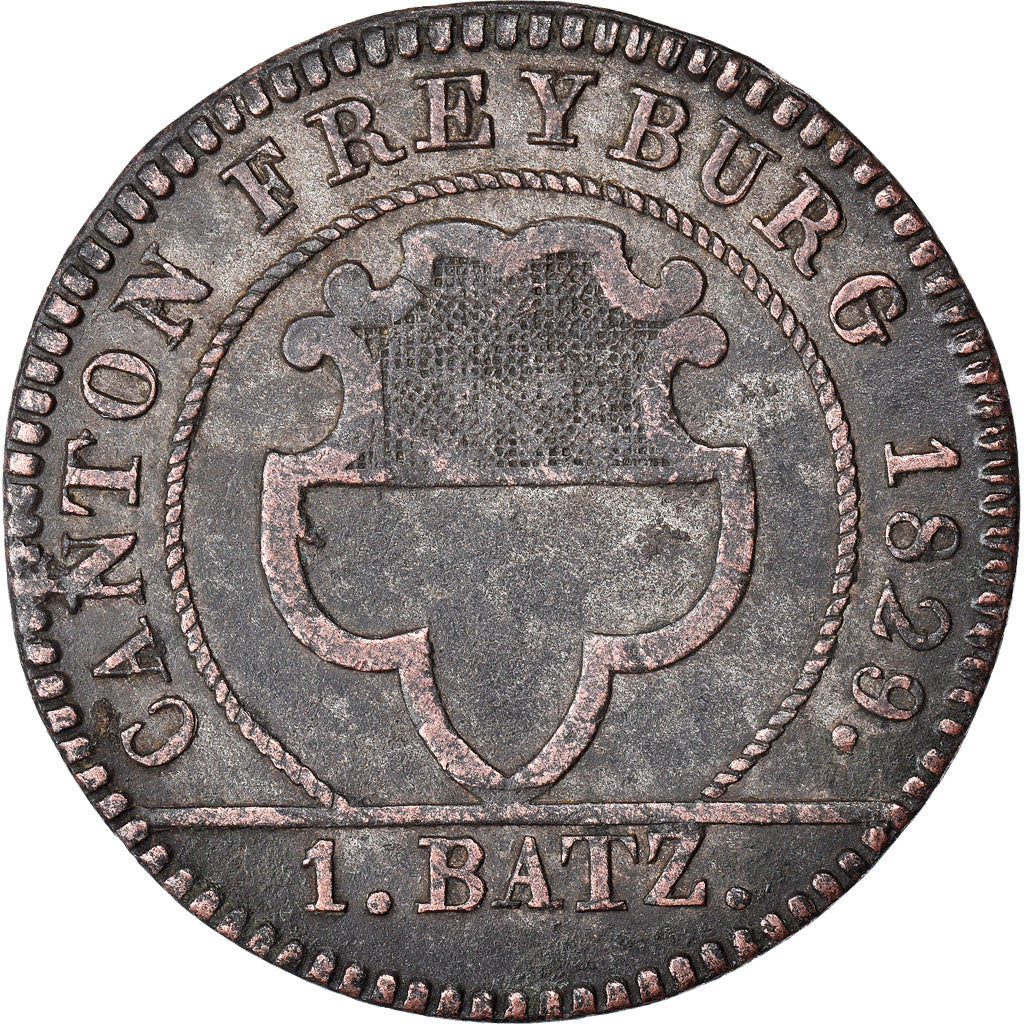 Moneta, CANTONI SVIZZERI, FREIBURG, Batzen, 1829, BB, Biglione, KM:85