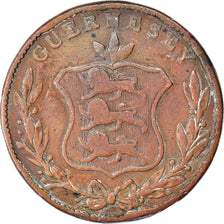 Moneda, Guernsey, 8 Doubles, 1834, BC+, Cobre, KM:3