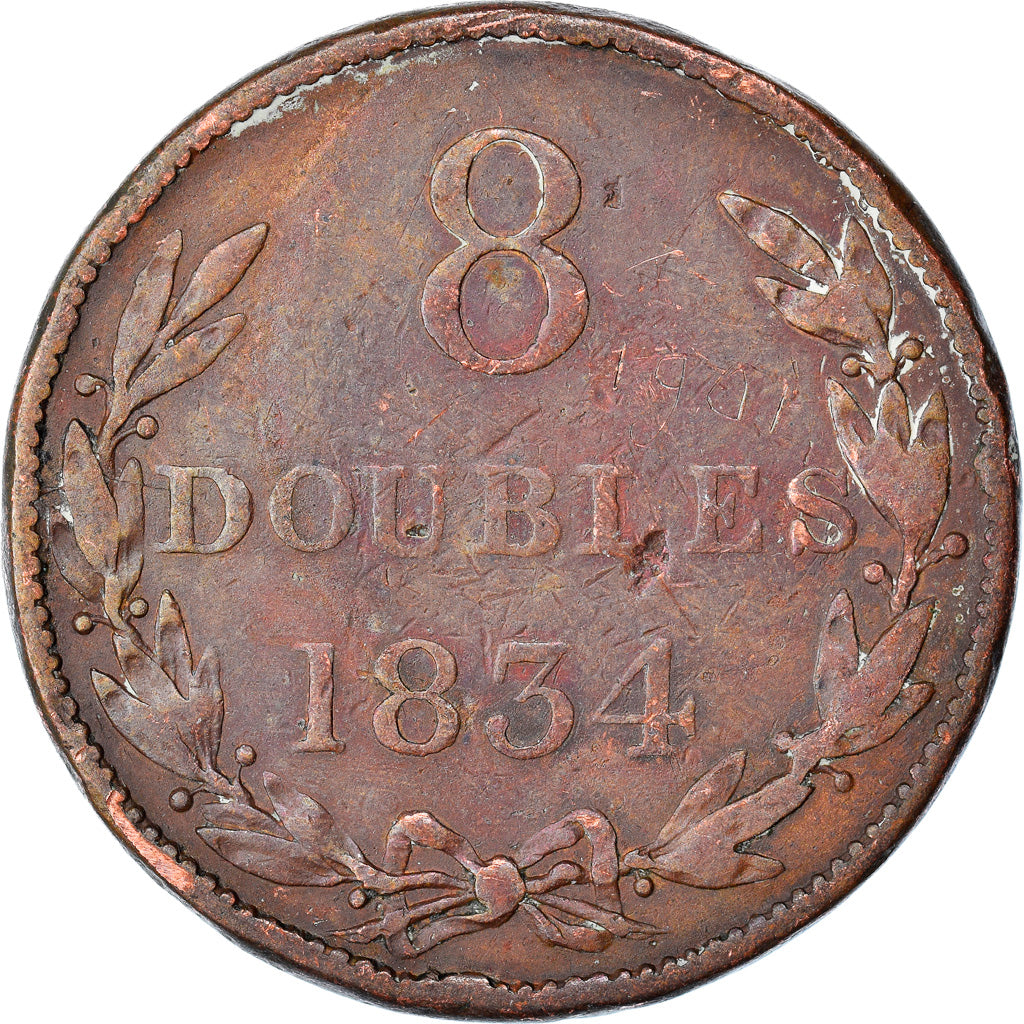 Coin, Guernsey, 8 Doubles, 1834, VF(20-25), Copper, KM:3
