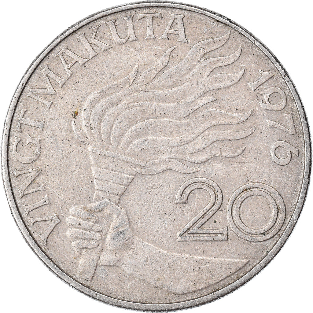 Coin, Zaire, 20 Makuta, 1976, EF(40-45), Copper-nickel, KM:8