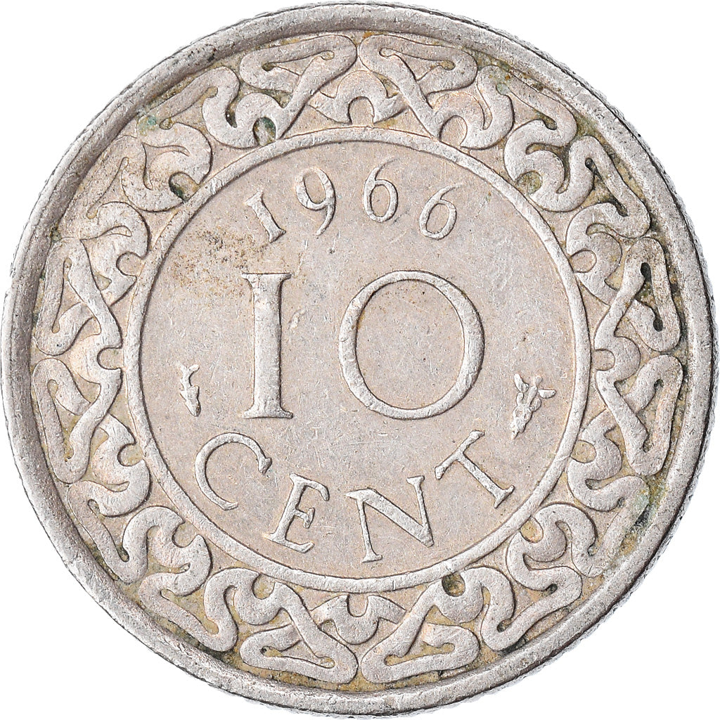 Moneta, Suriname, 10 Cents, 1966, BB, Rame-nichel, KM:13