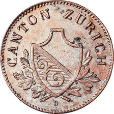 Münze, SWISS CANTONS, ZURICH, 2 Rappen, 1842, SS+, Billon, KM:195