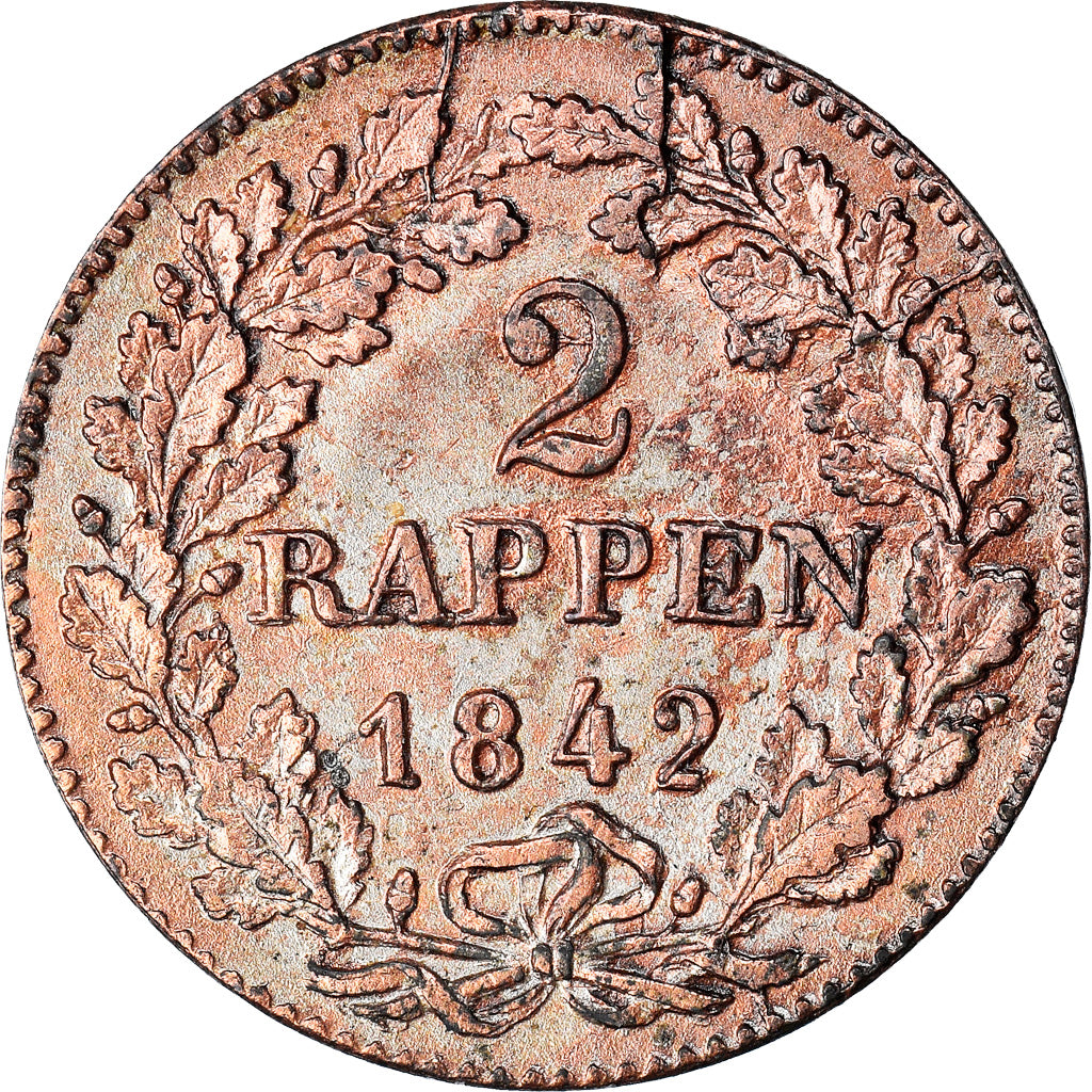 Monnaie, SWISS CANTONS, ZURICH, 2 Rappen, 1842, TTB+, Billon, KM:195
