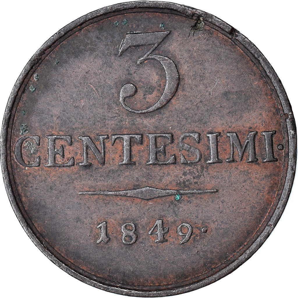 Munten, Italiaanse staten, LOMBARDY-VENETIA, 3 Centesimi, 1849, Milan, ZF+