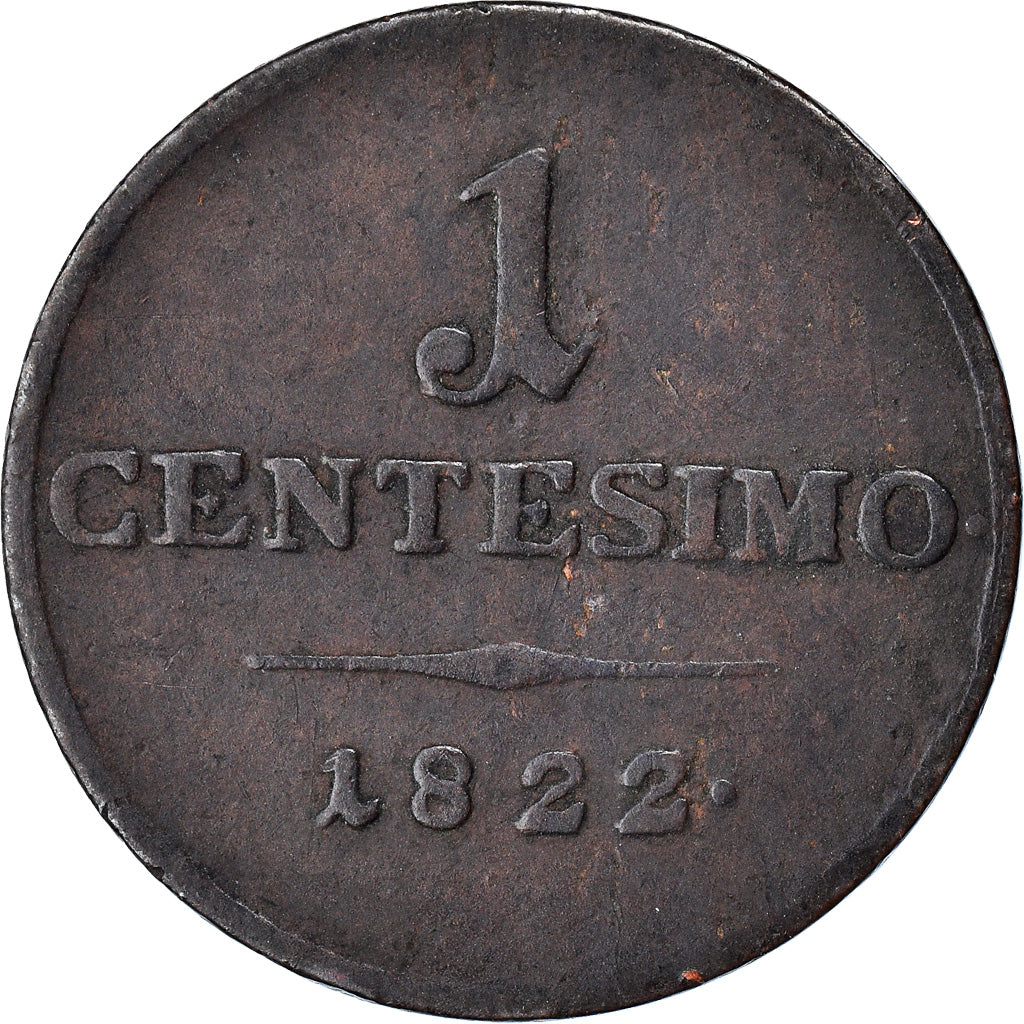 Moneta, DEPARTAMENTY WŁOSKIE, LOMBARDY-VENETIA, Centesimo, 1822, Milan