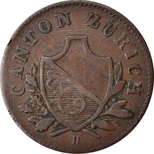 Munten, ZWITSERSE CANTONS, ZURICH, Rappen, 1848, FR+, Billon, KM:194