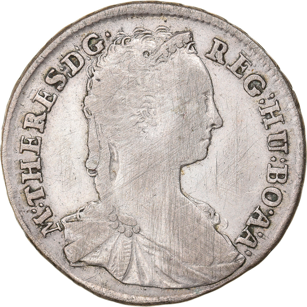 Coin, Hungary, Maria Theresia, 15 Krajczar, 1743, Kremnitz, EF(40-45), Silver