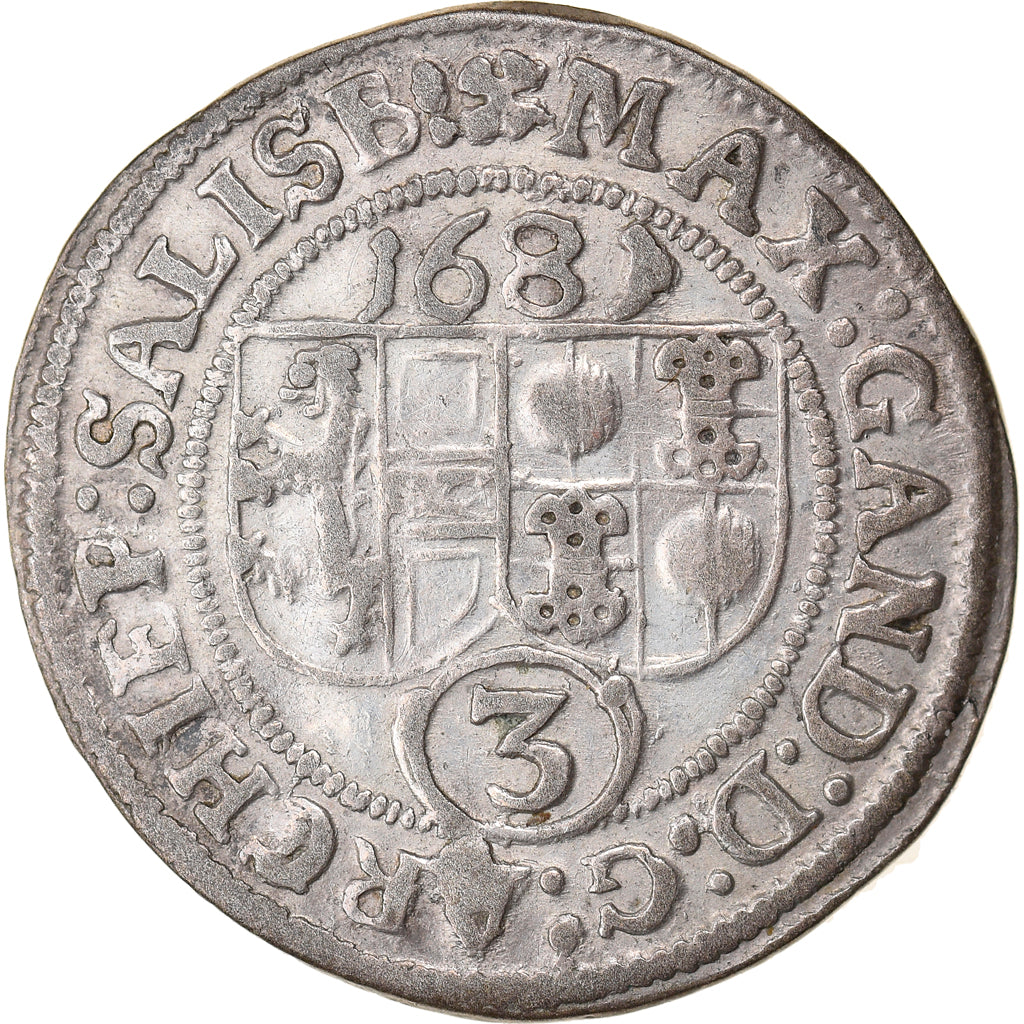 Coin, AUSTRIAN STATES, SALZBURG, Johann Ernst, 3 Kreuzer, 1687, EF(40-45)