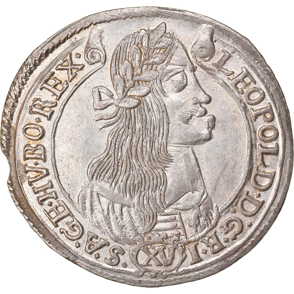 Moneta, Ungheria, Leopold I, 15 Krajczar, 1675, Kremnitz, SPL, Argento, KM:175