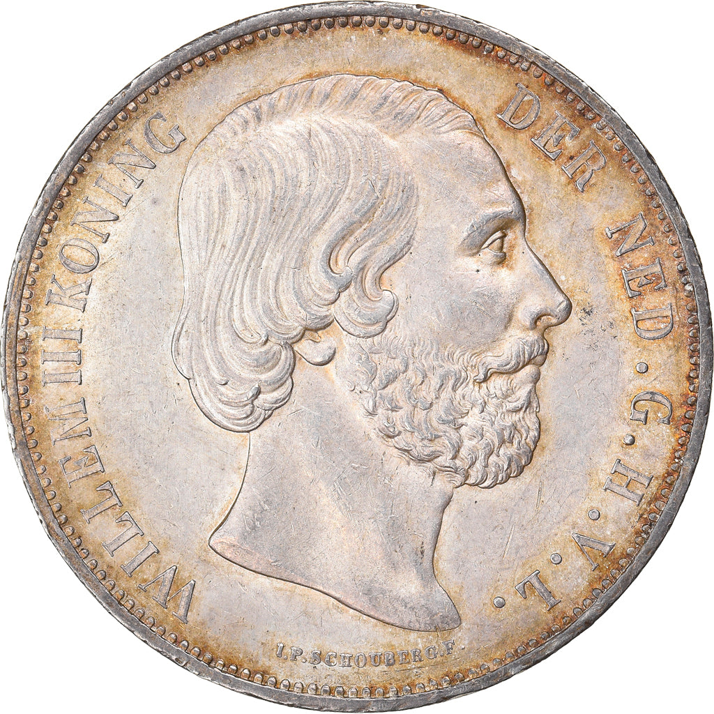 Coin, Netherlands, William III, 2-1/2 Gulden, 1872, Utrecht, MS(60-62), Silver