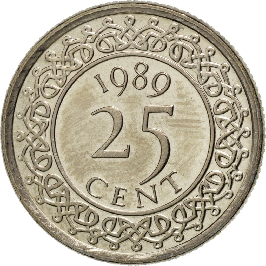Monnaie, Suriname, 25 Cents, 1989, SPL, Nickel plated steel, KM:14A