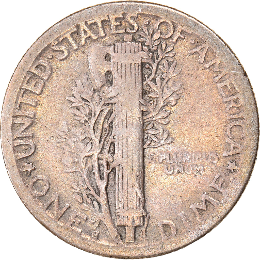 Coin, United States, Mercury Dime, Dime, 1918, San Francisco, VF(30-35), Silver