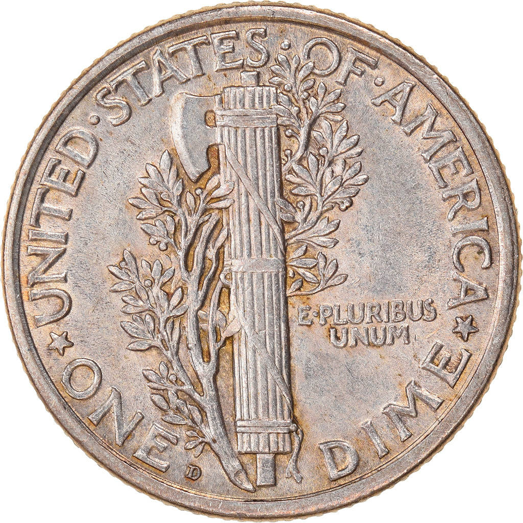 Coin, United States, Mercury Dime, Dime, 1918, Denver, AU(50-53), Silver, KM:140