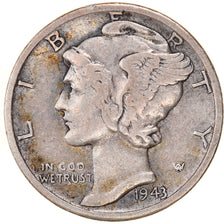 Münze, Vereinigte Staaten, Mercury Dime, Dime, 1943, Denver, SS+, Silber