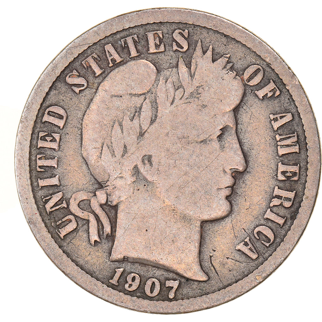 Coin, United States, Barber Dime, Dime, 1907, Philadelphia, VF(20-25), Silver