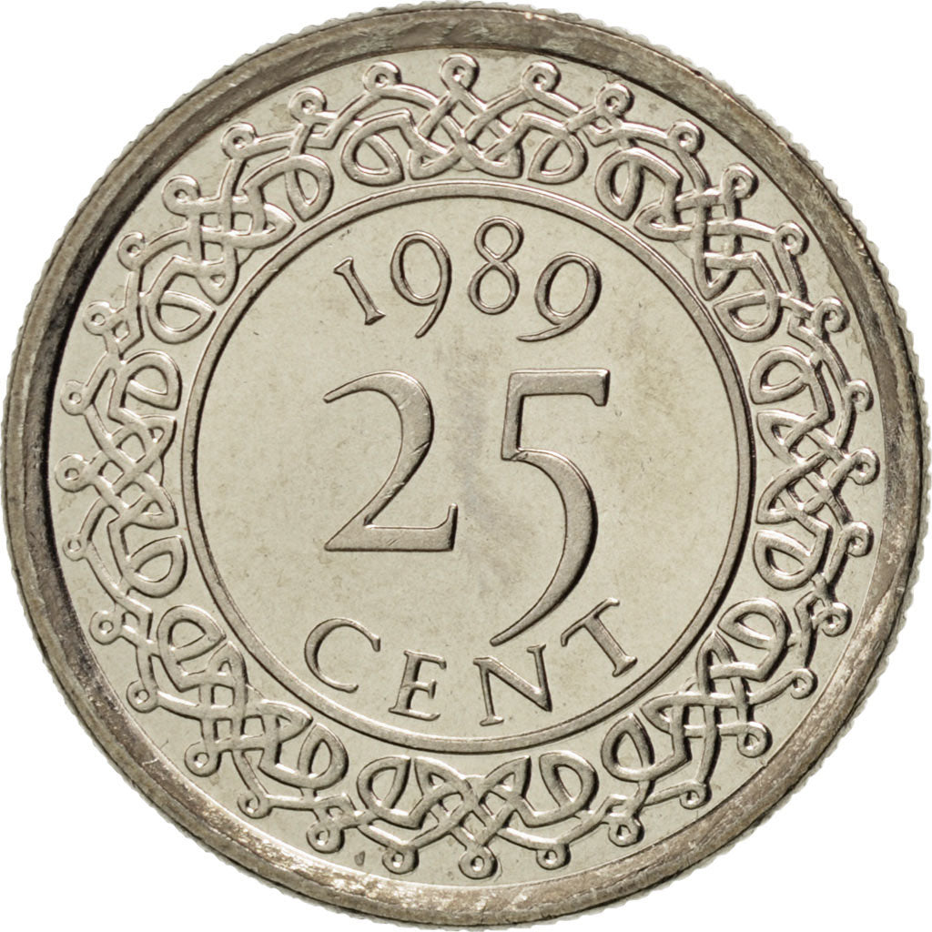 Munten, Suriname, 25 Cents, 1989, UNC-, Nickel plated steel, KM:14A